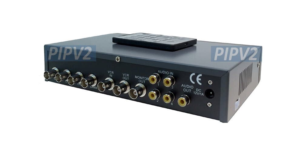 Premium Composite BNC Quad Video Switcher + Picture-On-Picture + Audio Support 2