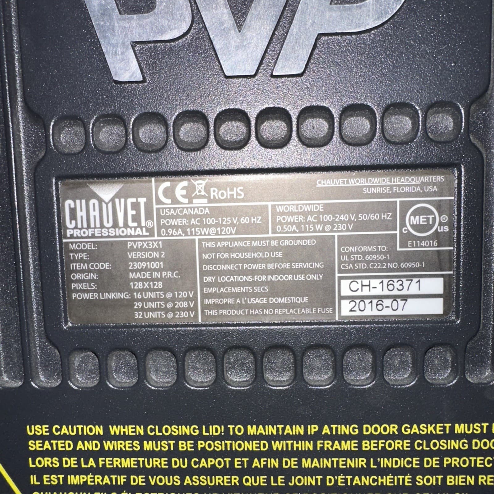 chauvet PvP X3 X1 Version 2 Stage Screen,tested Works,no Accessories,10 Panel 3