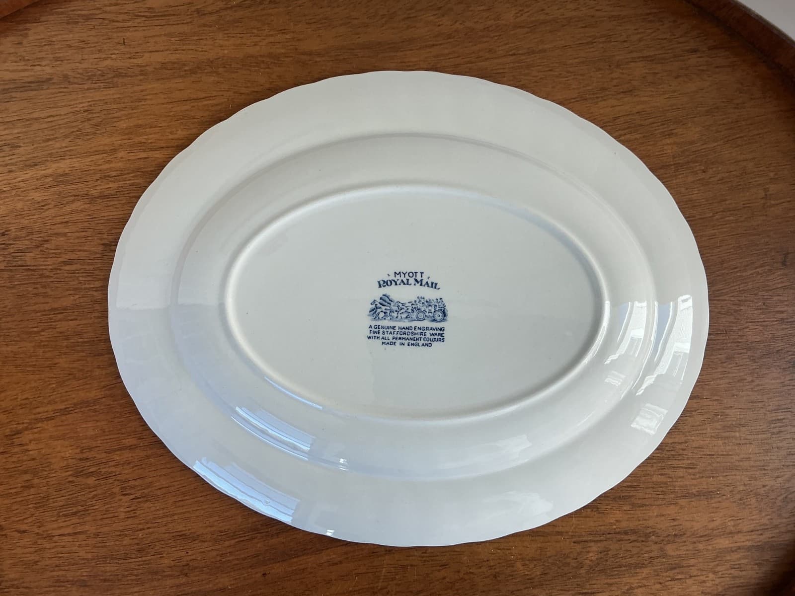 Vintage Myott ROYAL MAIL Serving Platter  ~  Blue & White ~ England 12 3/8” Oval 4