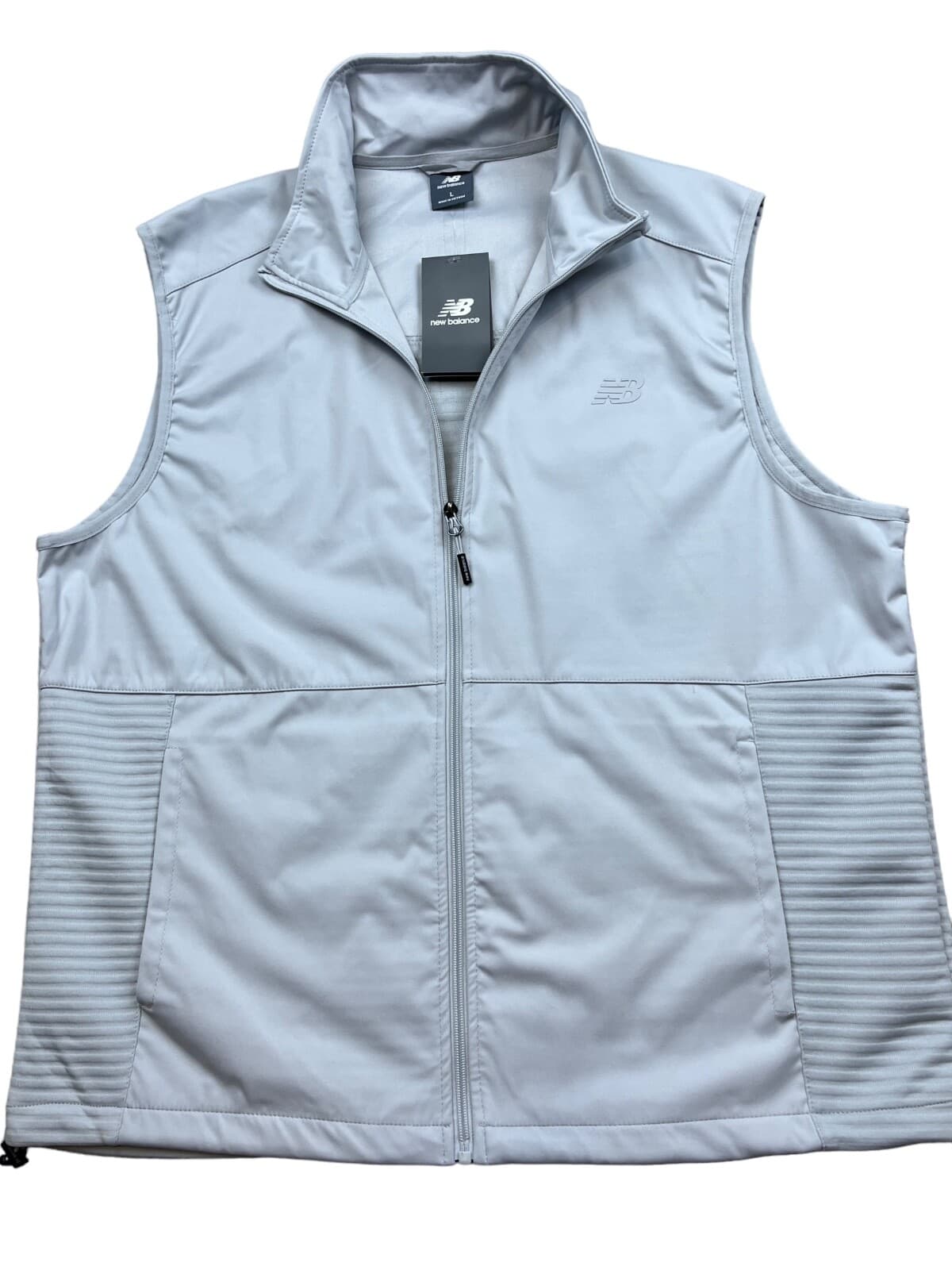 New Balance Vest Men's Large Gray All Motion Full-Zip 4-way Stretch NWT