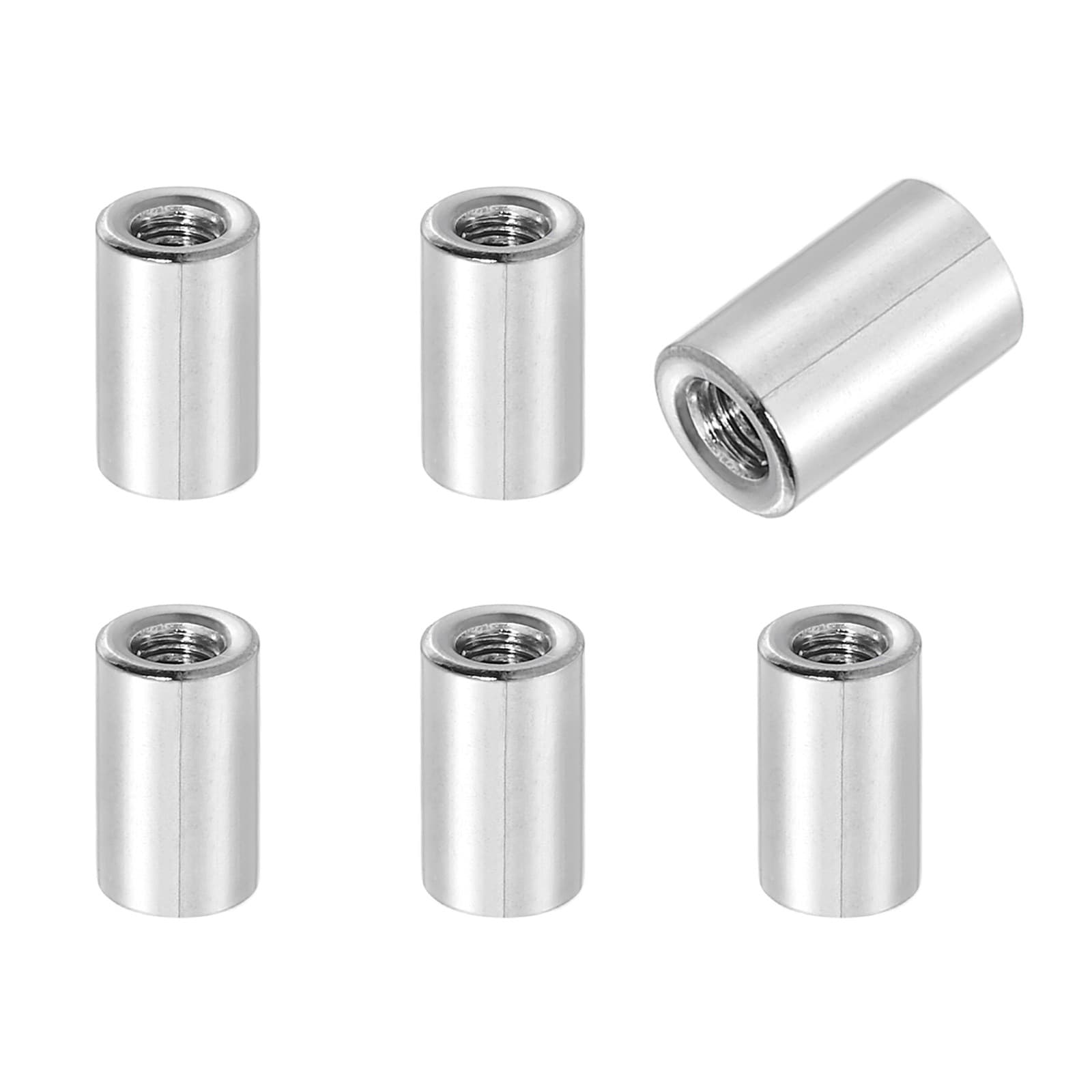 6Pcs 304 Stainless Steel M3x0.5mm Round Coupling Nuts, 0.24x0.47"(ODxH)