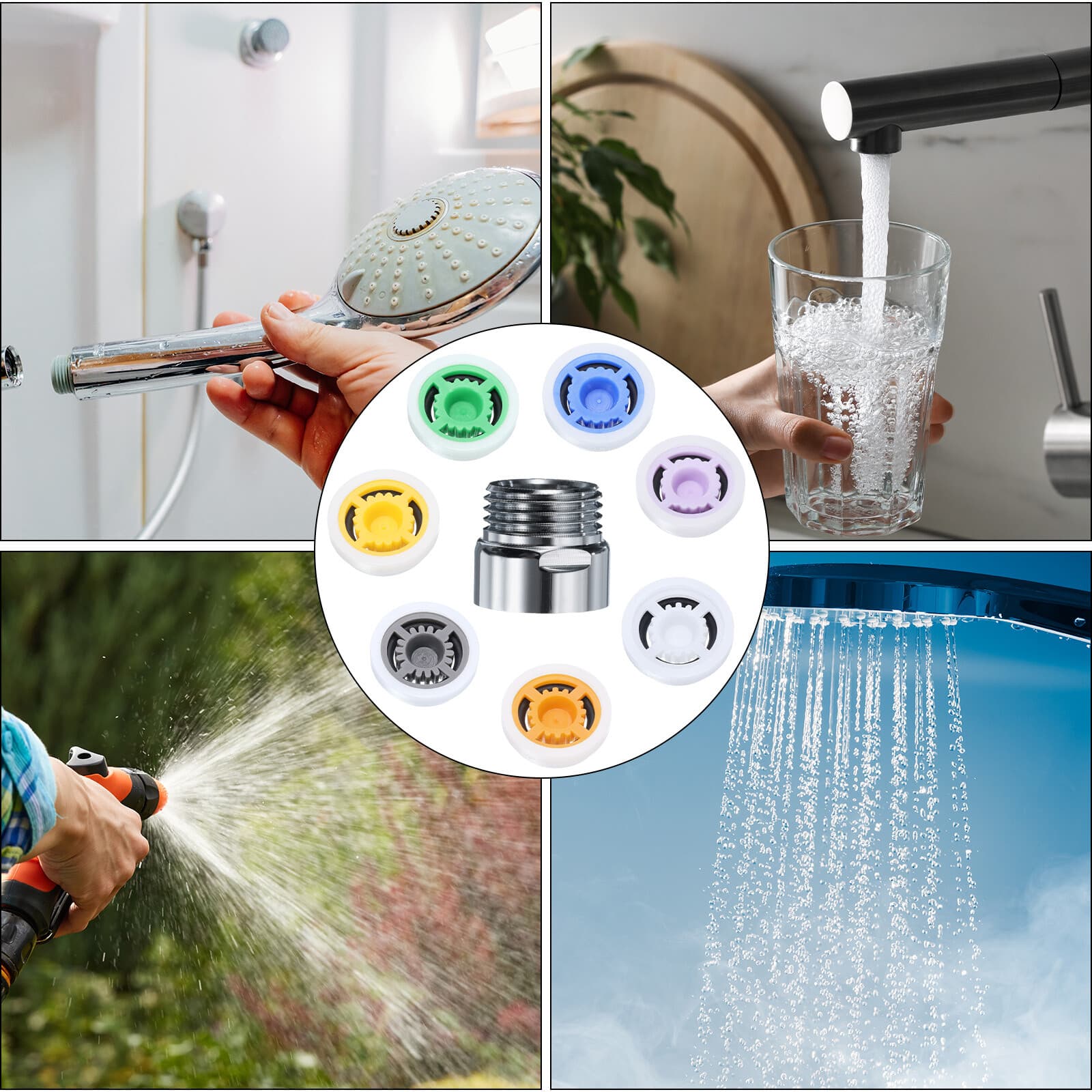 Shower Flow Reducer Limiter Set,Water Flow Saver Adapter,Restrictor Valves 6