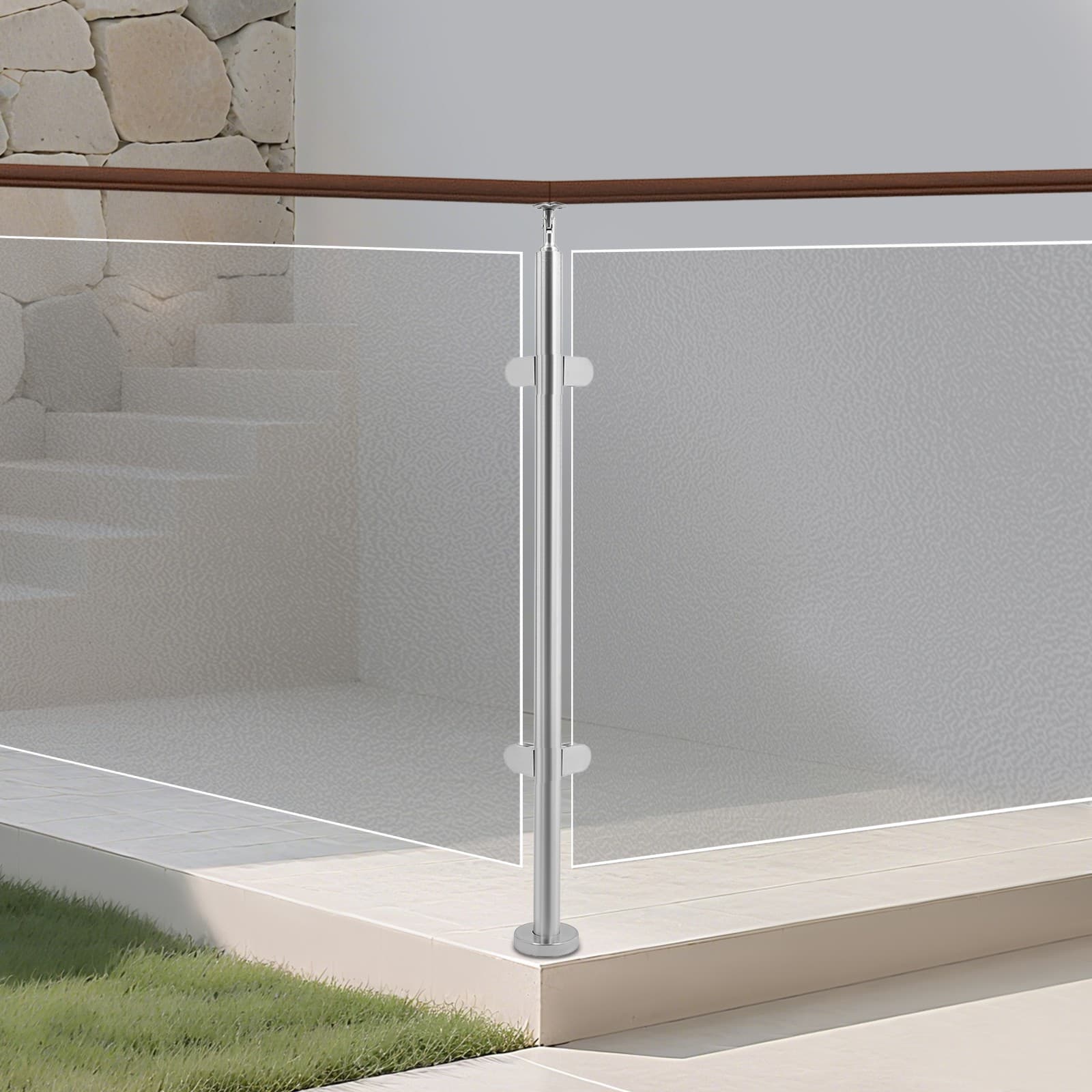 316 Stainless Steel Modern Sanding Corner Column Post for Glass Railing Silver 3