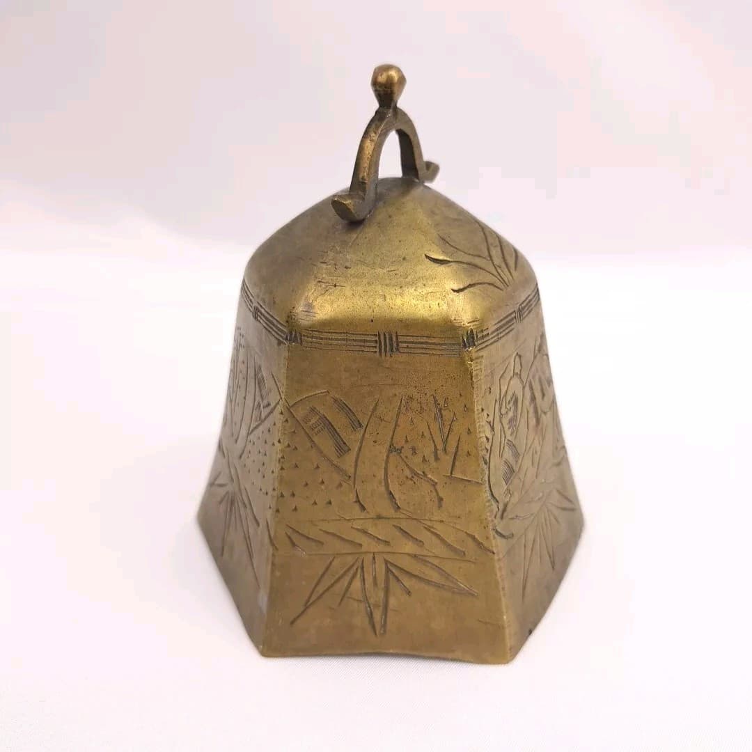 Antique Tibetan Bell Chinese Buddhism Temple Brass Faceted Meditation Prayer 6