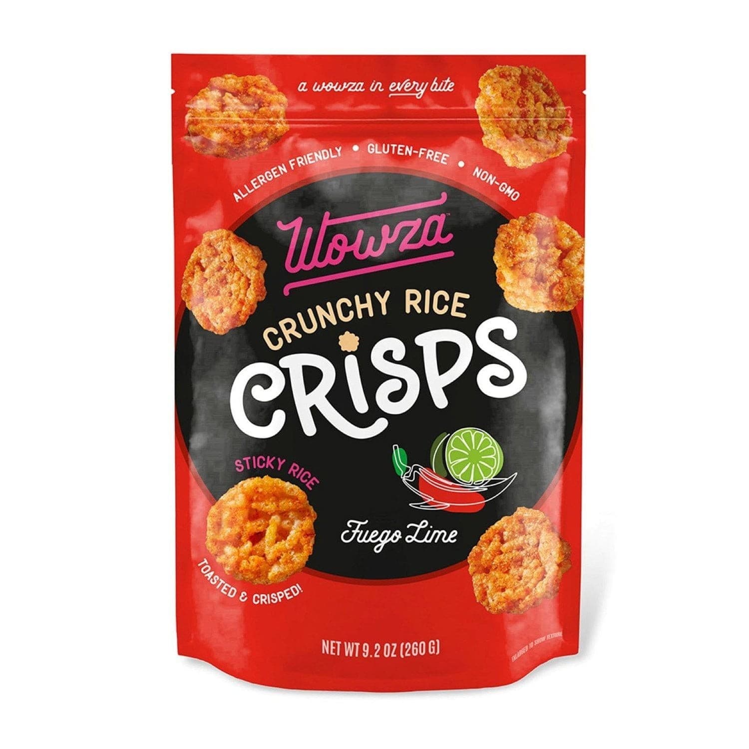 Wowza Crunchy Rice Crisps Fuego Lime, 9.2 oz. 2