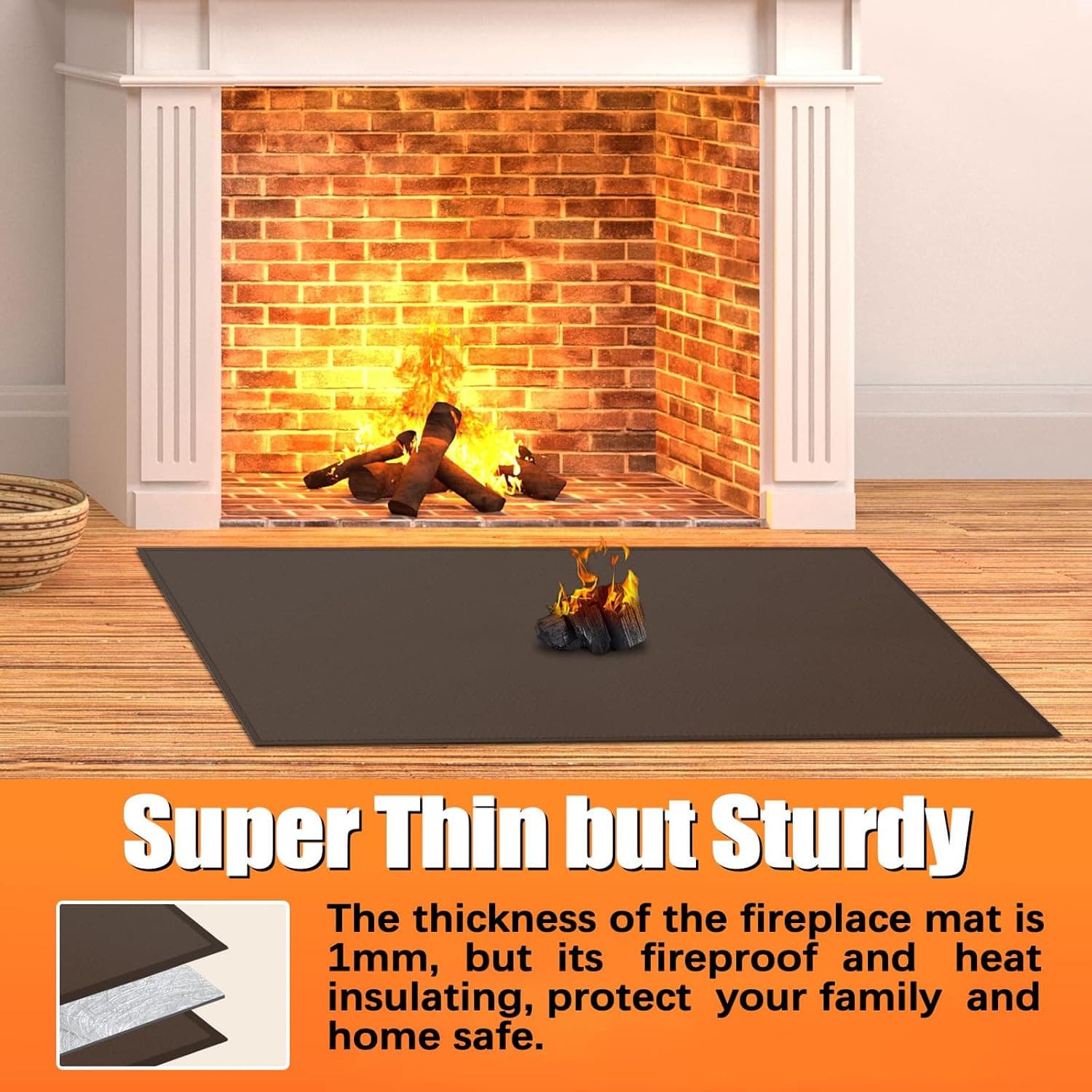 Hearth Rugs for Fireplaces Fire Resistant, 48 X 28 X 0.04 Inch Fireproof Firepla 4