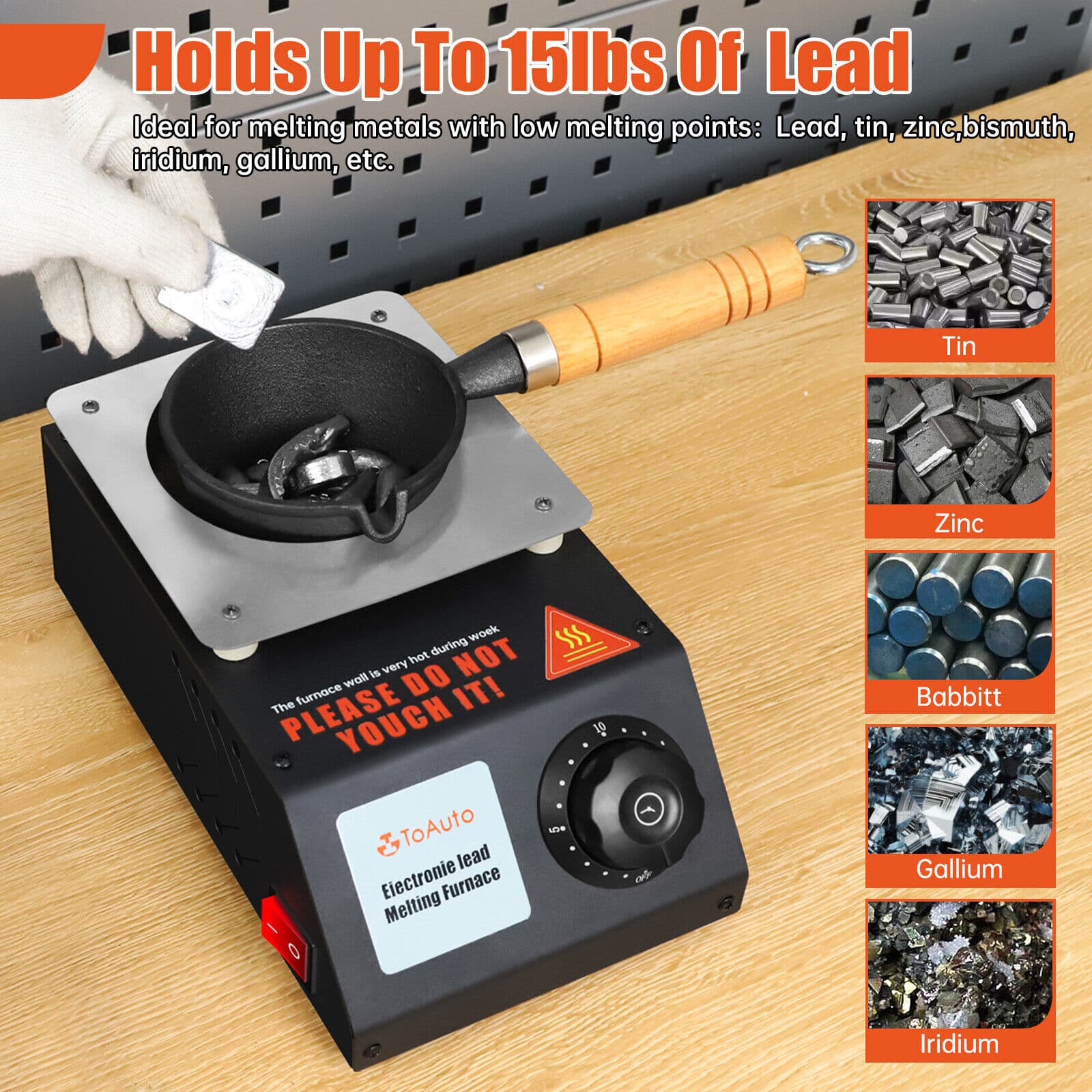 Lead Melting Pot Electric Metal Smelting Furnace for DIY Fishing Weight Mold US 4