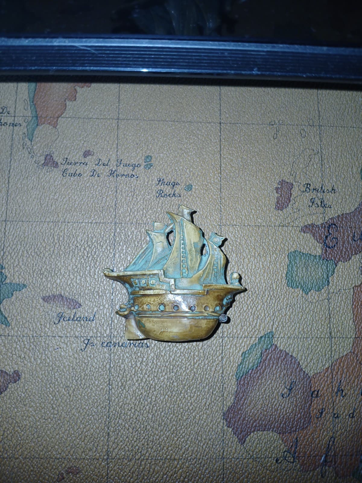 Sewing Vintage Figural Celluloid Tape Measure Sailing Boat Ship Pirate Schooner 3