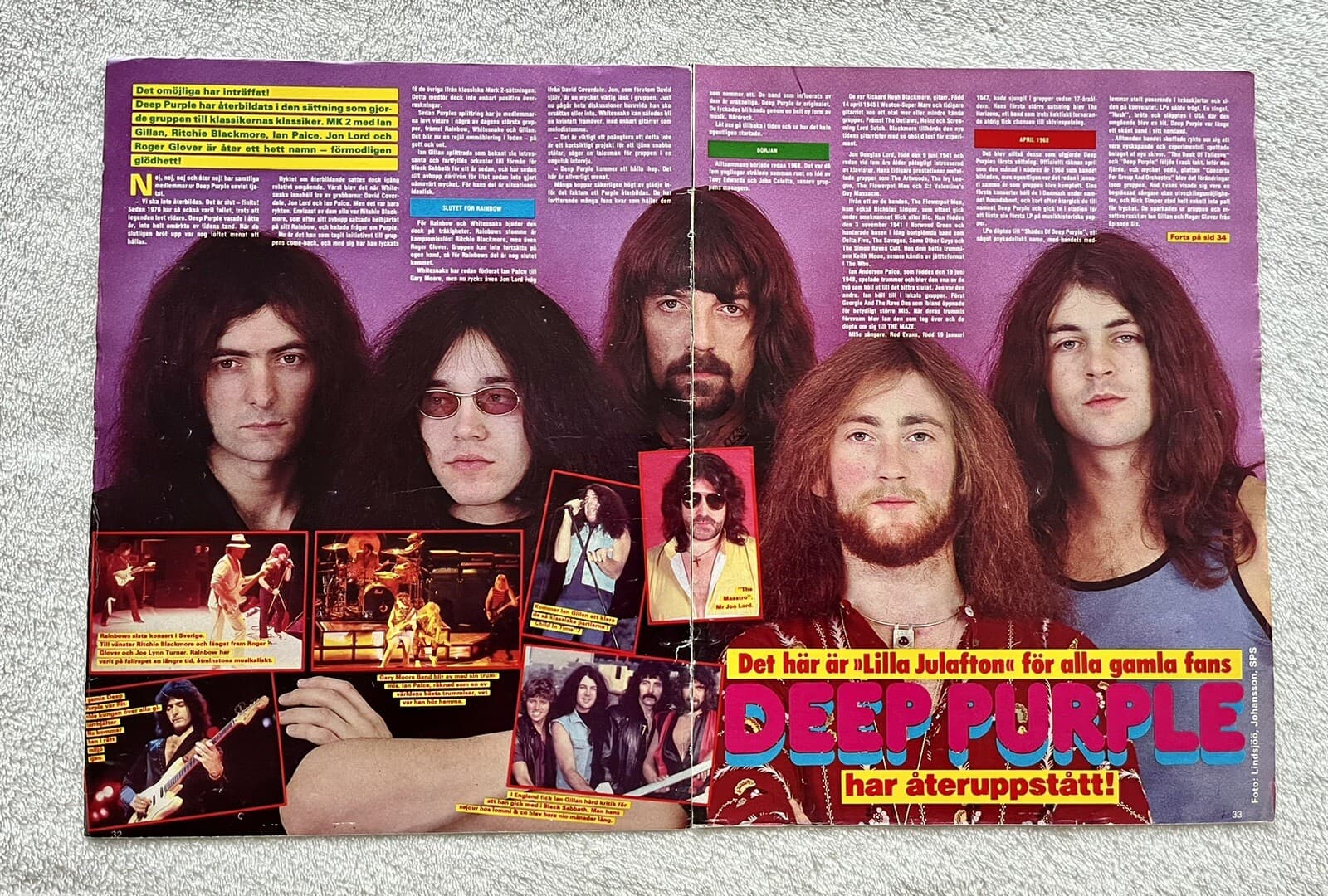Deep Purple 1984 Blackmore Gillan Story Clip Poster Swedish magazine Okej 1980s 2