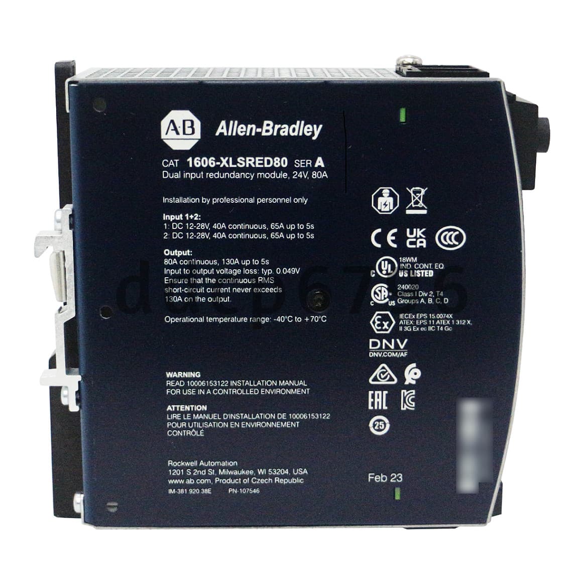 AB New  Redundancy Module Input Voltage 24-28V DC Output 80 Amps 1606-XLSRED80