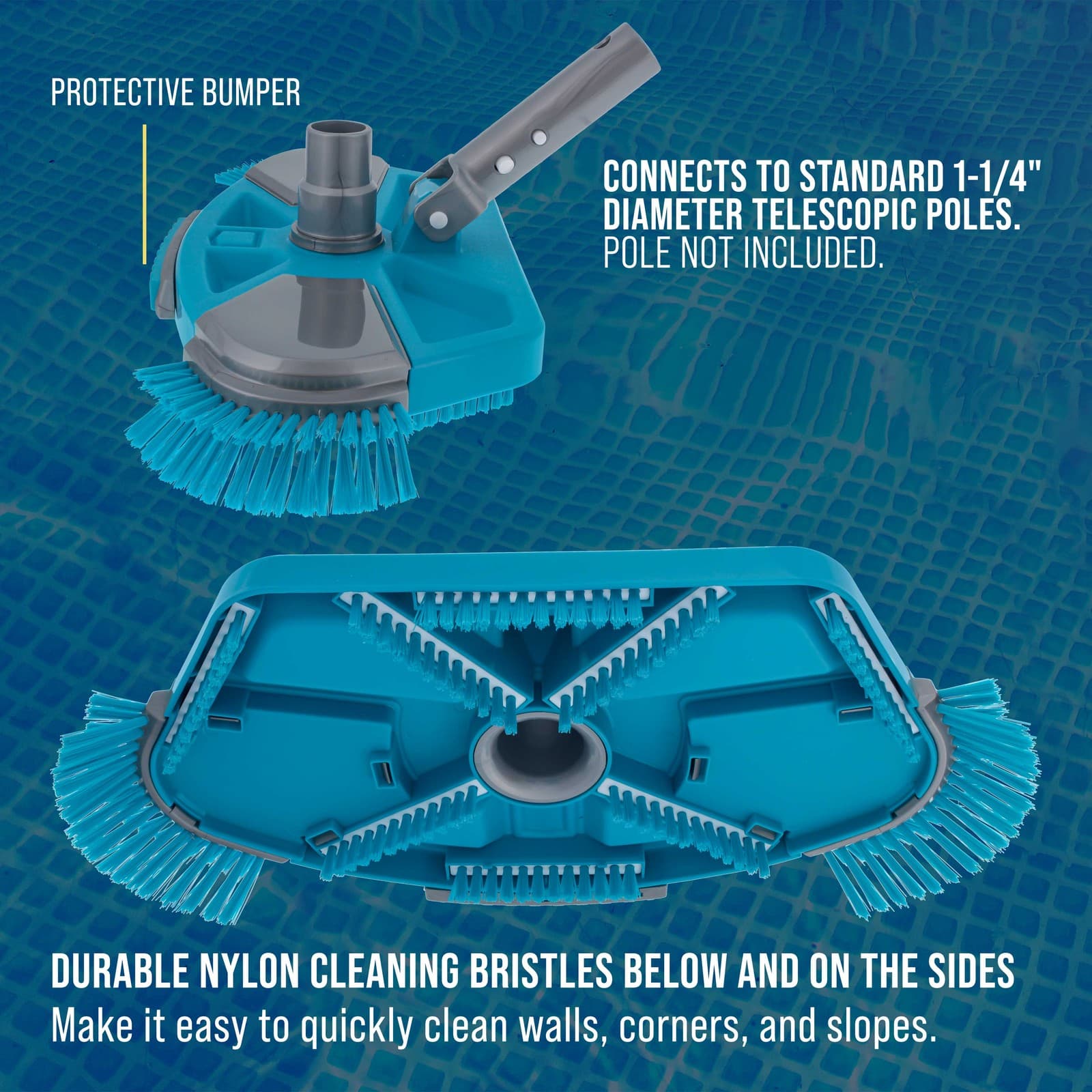 U.S. Pool Supply Deluxe Weighted Pool Vacuum Head, Side Brush, Swivel Connection 4