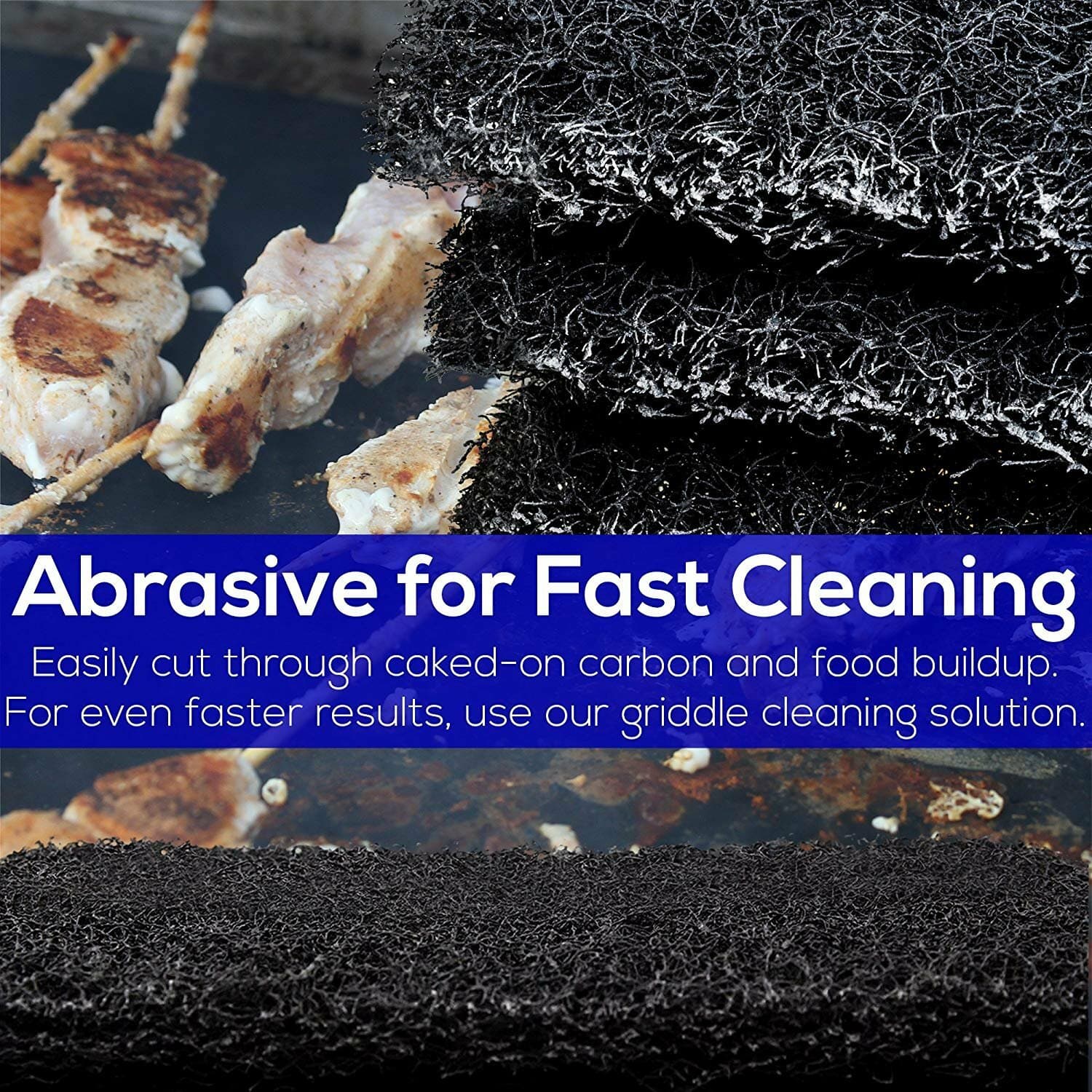 [5-Pack] Non Scratch Grease Scouring Pad for Industrial Grill & Griddle Cleaning 2