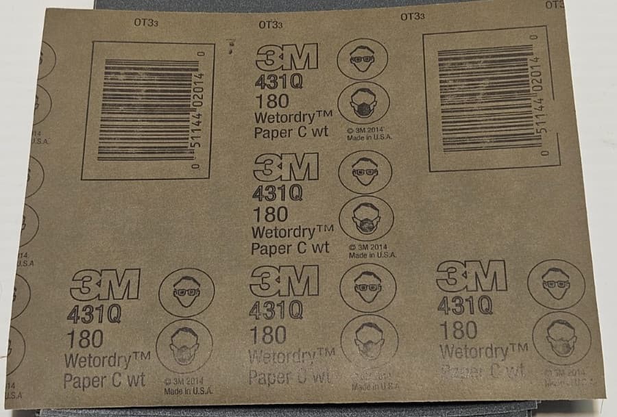 3M 02014 Wetordry™ Tri-M-ITE 180 grit silicon carbide abrasive sheet - 50 SHEETS 5