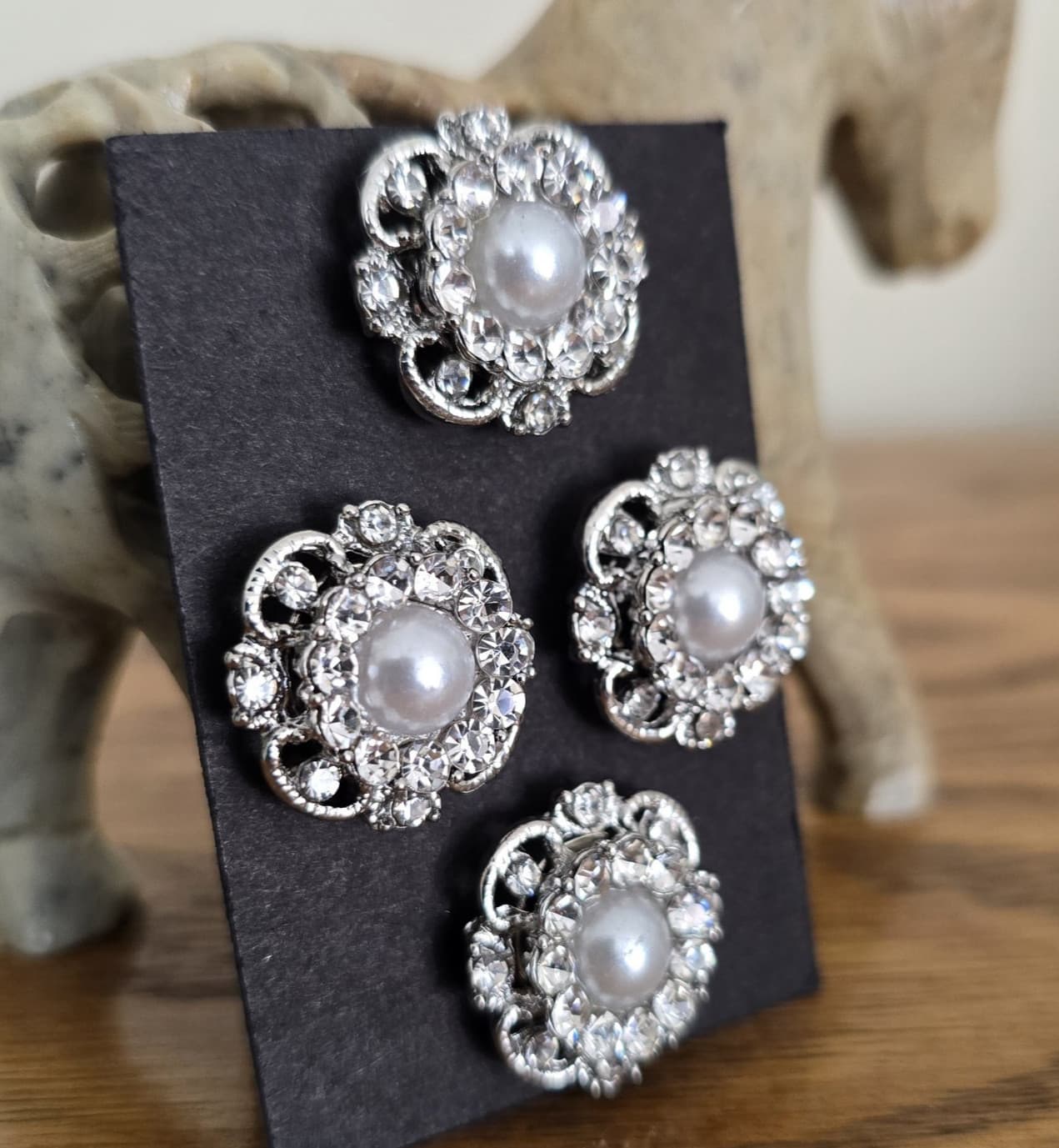 4 Pearly Silver Magnetic Pins. Horse Show magnets. Clothing magnetic dress Pins. 5