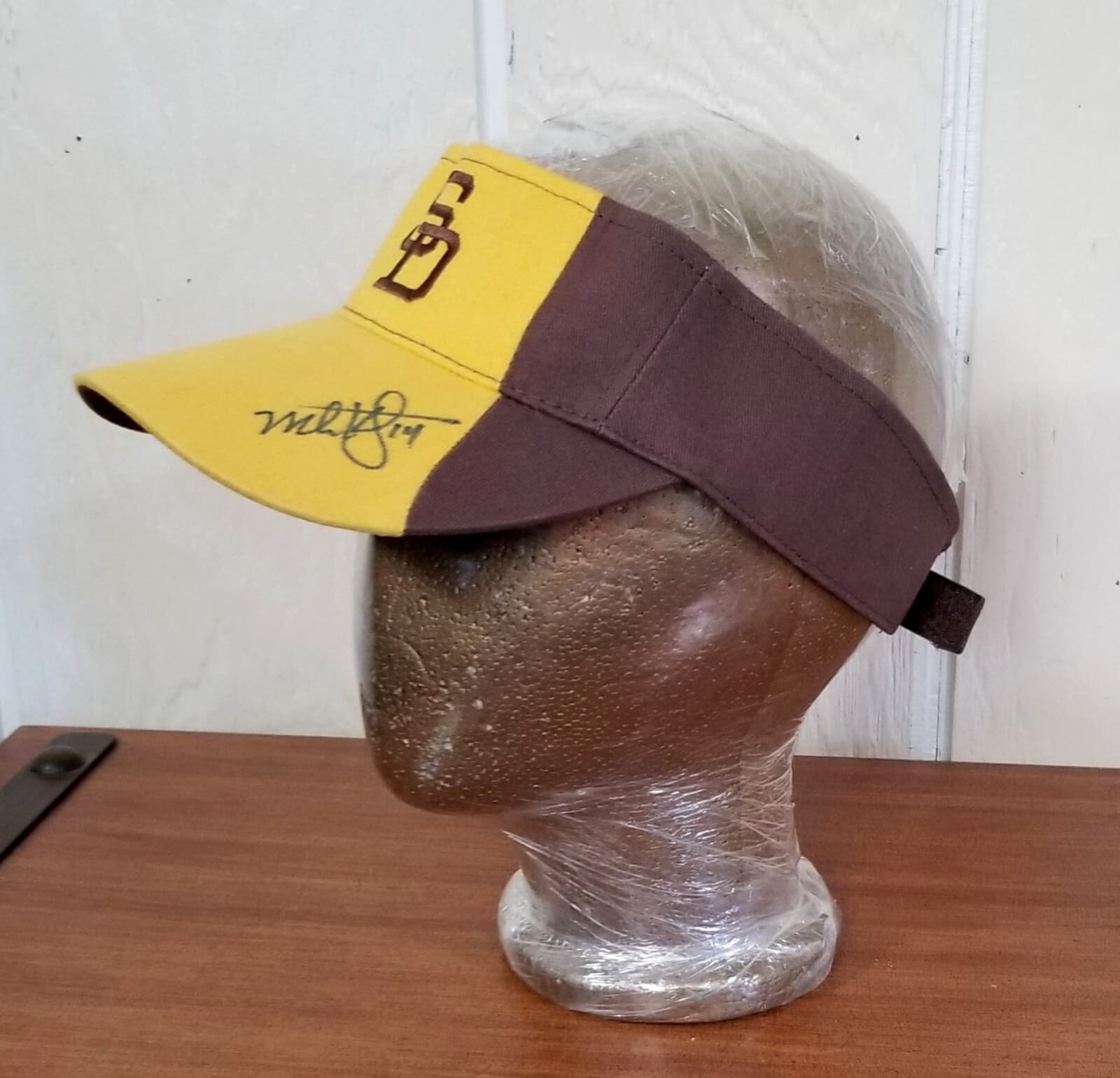 Padres San Diego Vintage Brown Gold Visor Hat Cap Signed MARK KOTSAY *Note 3