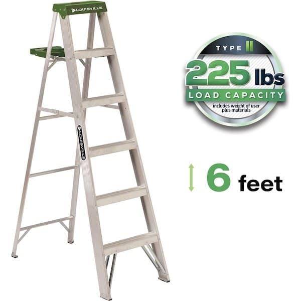 Louisville As4006 6 Ft Aluminum Stepladder, 225 Lb Capacity 5