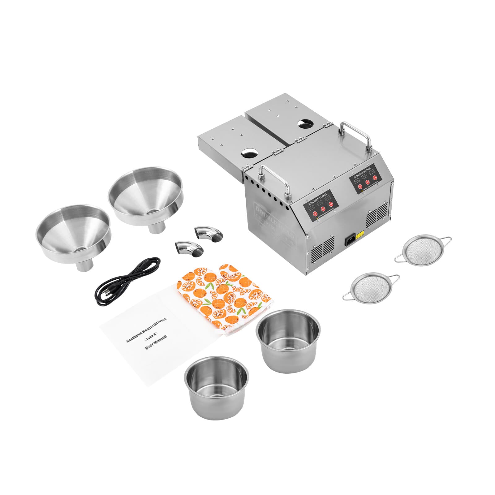 110V Automatic Oil Press Machine w/ Double Oil Outlets Stainless Oil Presser USA 6