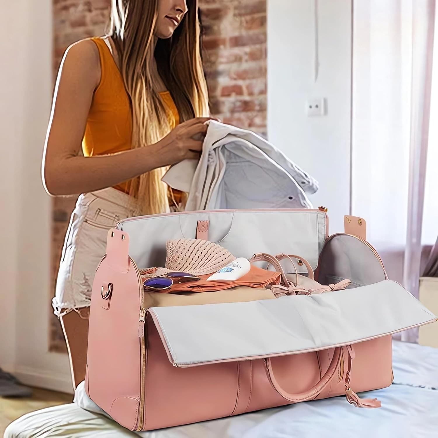 Garment Duffle Bags for Travel, Convertible Cloth Luxe Mega Bag with Shoe Pou... 6