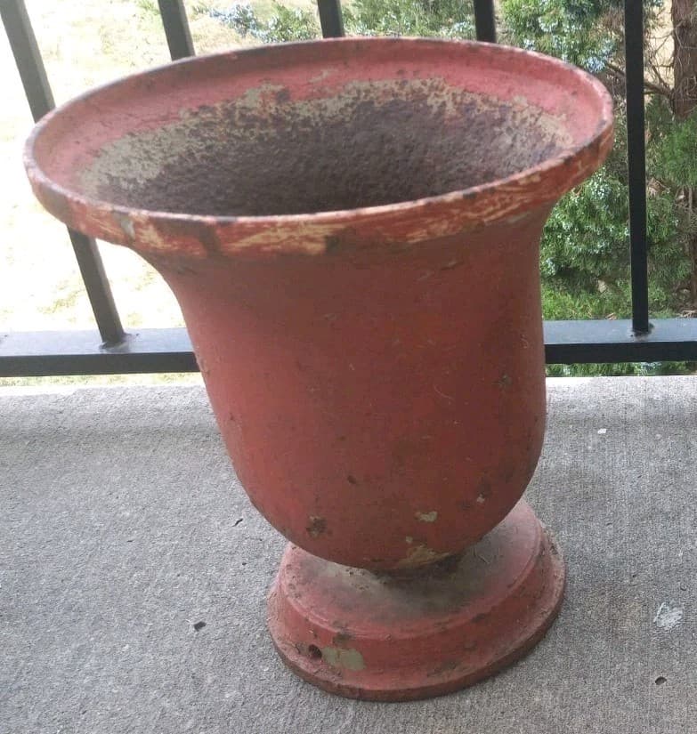 ANTIQUE 1800S CAST IRON GARDEN FLOWER PLANTER URN PEDESTAL MORBID McCALL FUNERAL