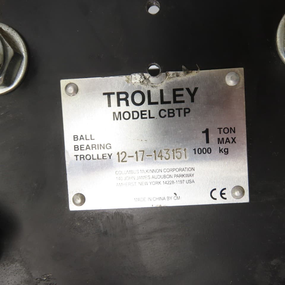 CM Model CBTP 1-Ton 2000LB Ball Bearing Trolley 2" To 8' Flanges 2