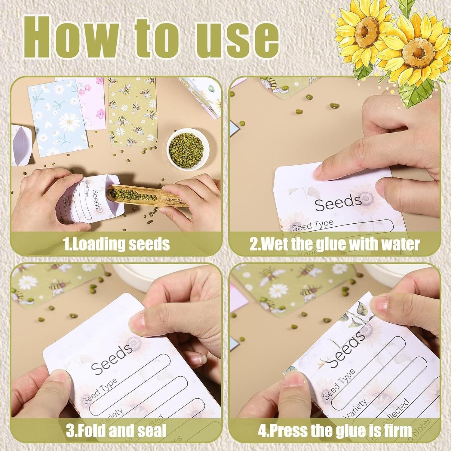 160 Pcs Seed Envelopes Self Sealing Seed Packets 3.15 x 4.72 Inch Seed Saving... 4