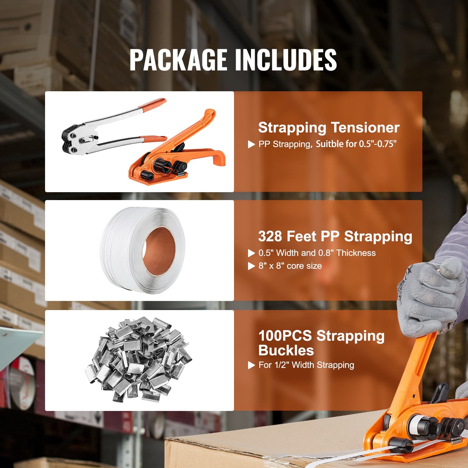 Packaging Banding Strapping Kit PP Strapping Tensioner Tool 328 ft 2