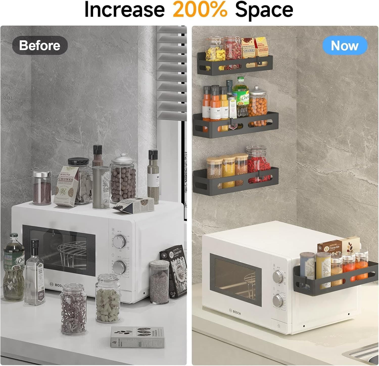 4 Pack Magnetic Spice Rack for Refrigerator, Spice Rack Organizer, Moveable Magn 2