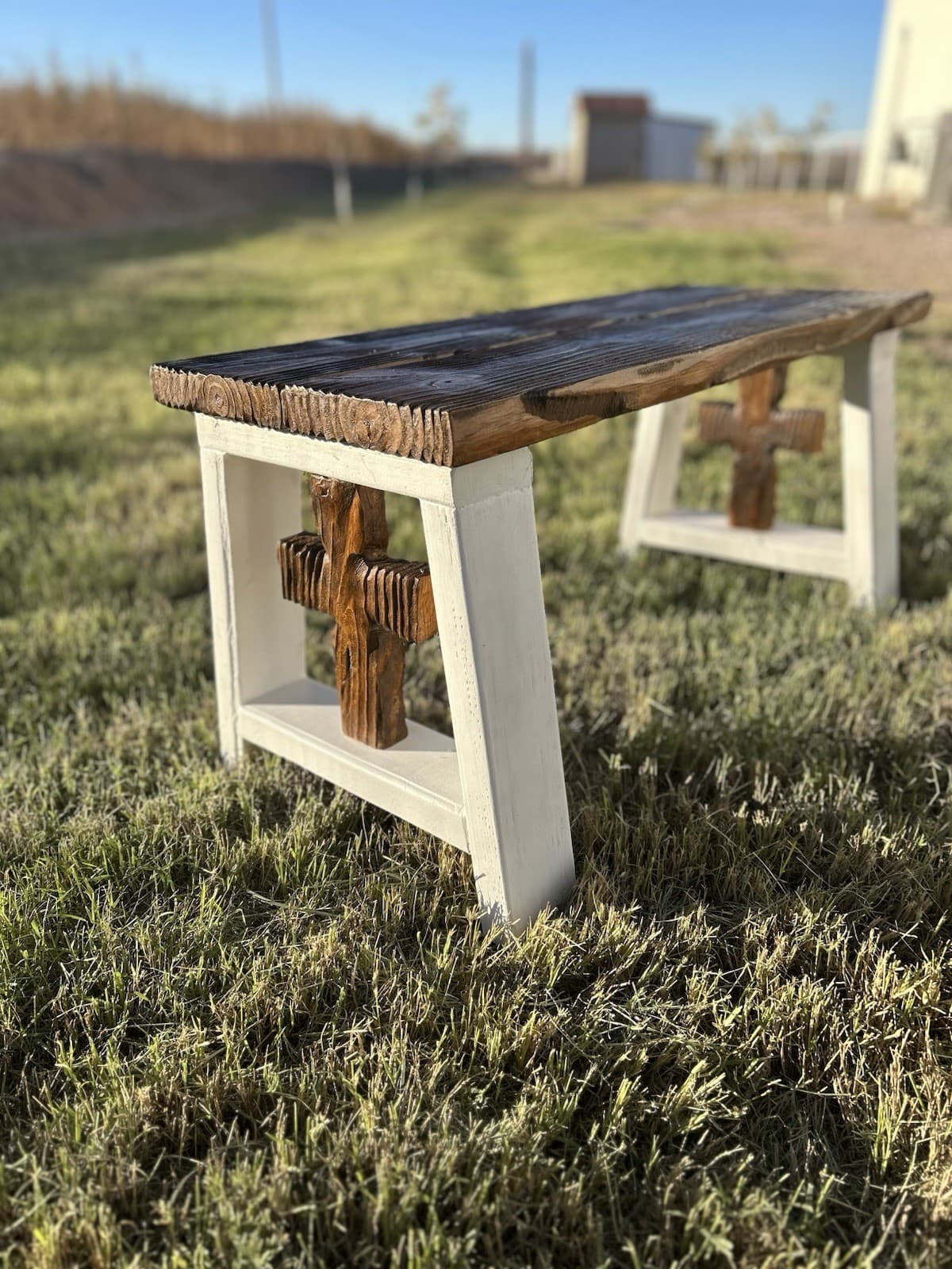 Cross Bench Handcrafted Solid Wood Indoor Outdoor Furniture Bench 3