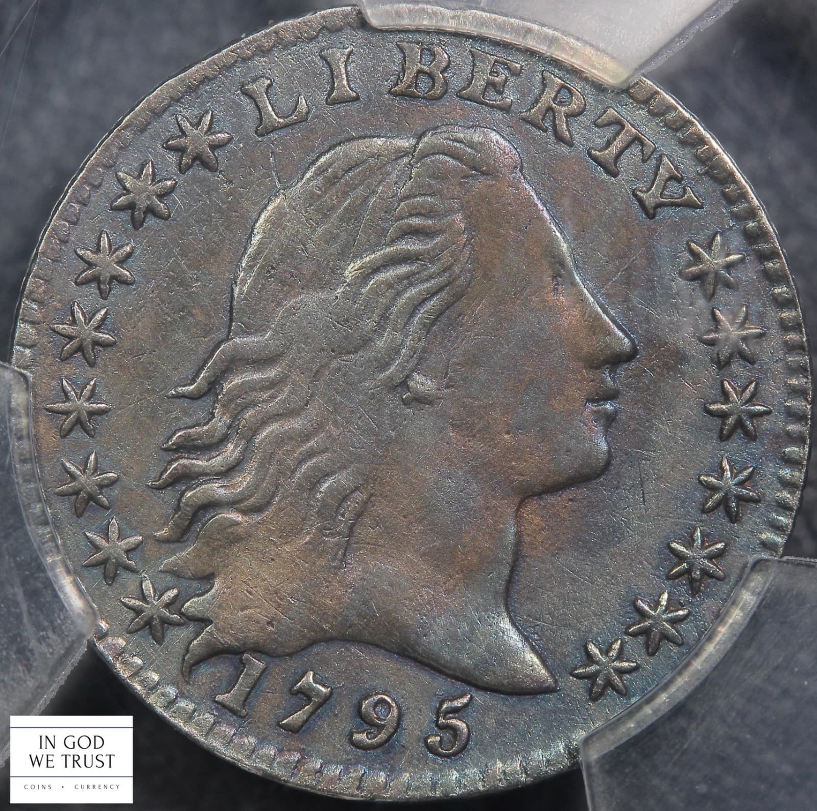 1795 LM-8 Flowing Hair Silver Half Dime H10C PCGS XF Detail (Beautiful Toning!) 5