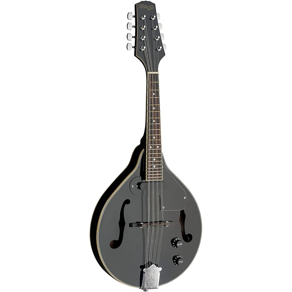 Stagg Acoustic-Electric Bluegrass Mandolin with Nato Top Gloss Black 2