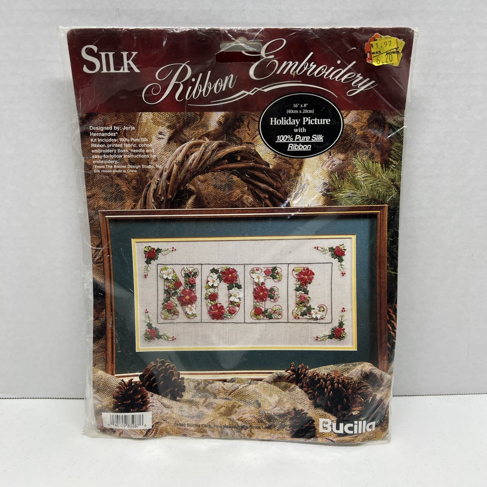 Bucilla Silk Ribbon Embroidery Kit NOEL Holiday Christmas Picture Sealed #83287