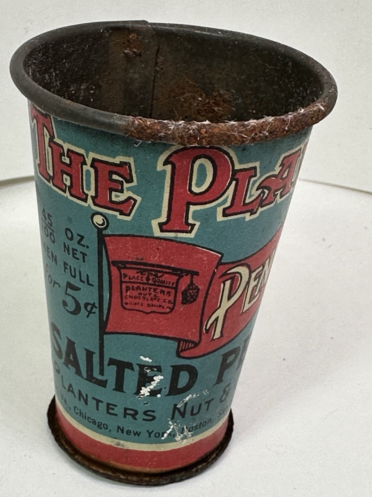 Rare Antique Advertising | PLANTERS PEANUTS 5¢ SAMPLE CUP | Tin Litho Scoop 3