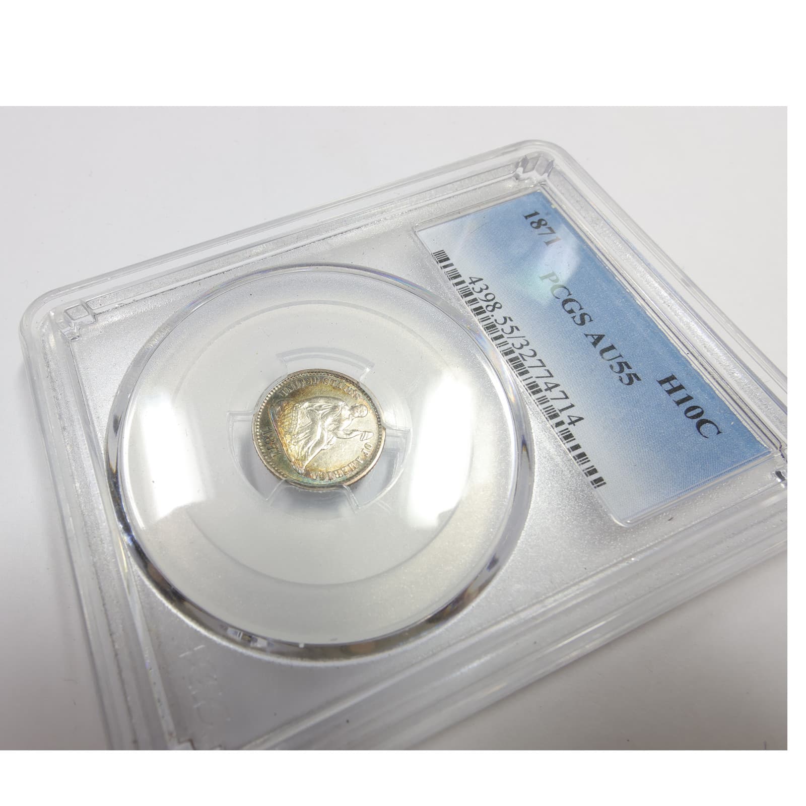 1871 P PCGS AU55 - Toned Silver Seated Half Dime H10C #57484A 3