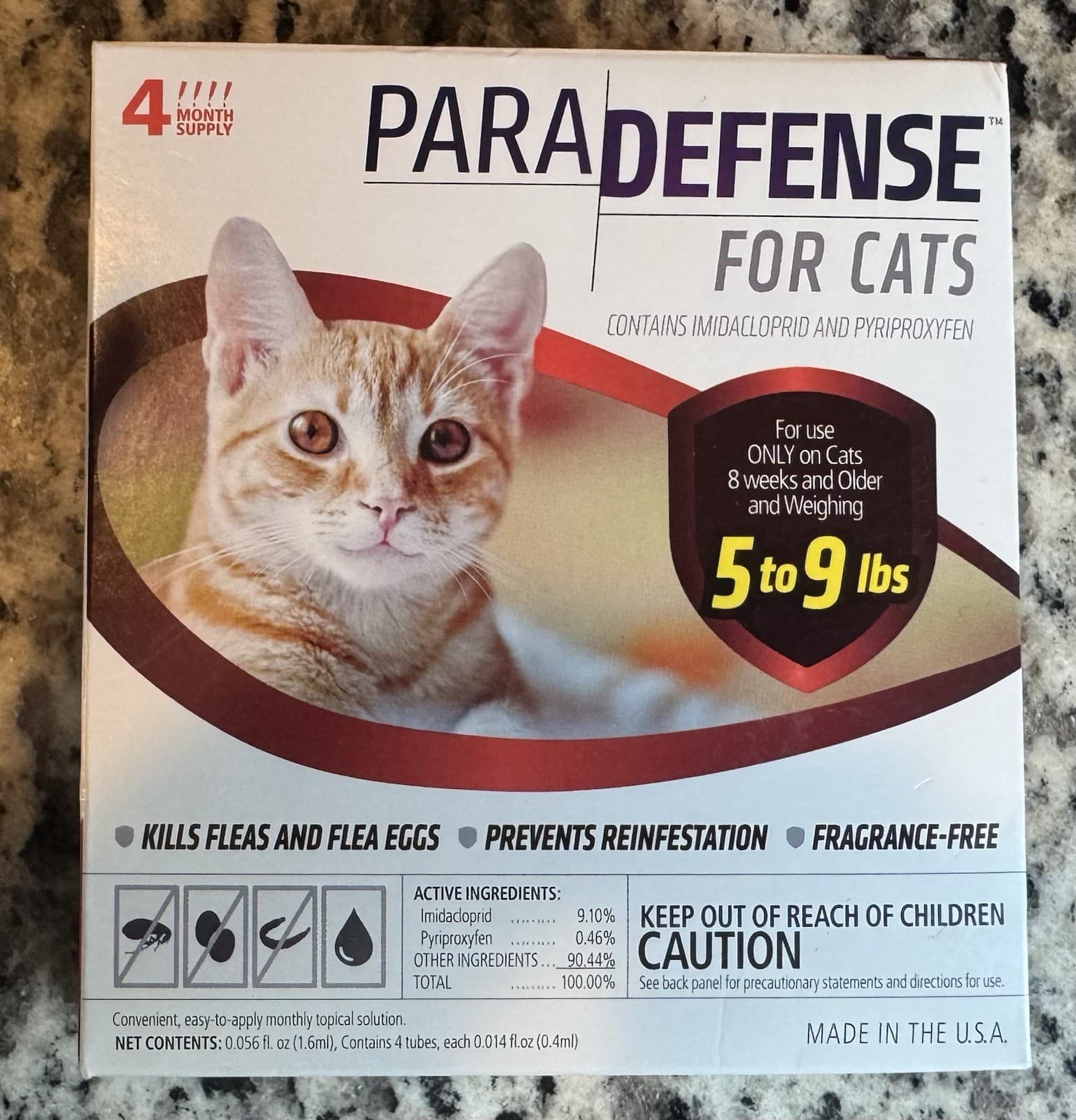 ParaDefense Flea Treatment for Cats 5-9 lbs, 4-Month Supply