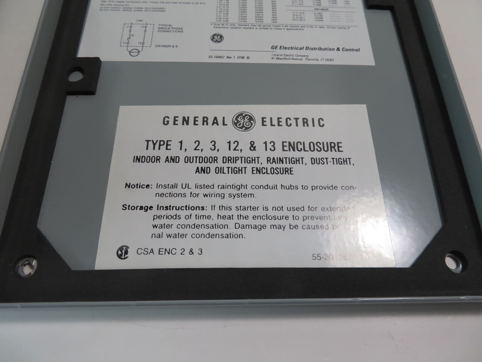 GE CR1062S2AAT3000 2P 1 O/L Nema M-1 Manual Motor Starter 10hp NEW 6