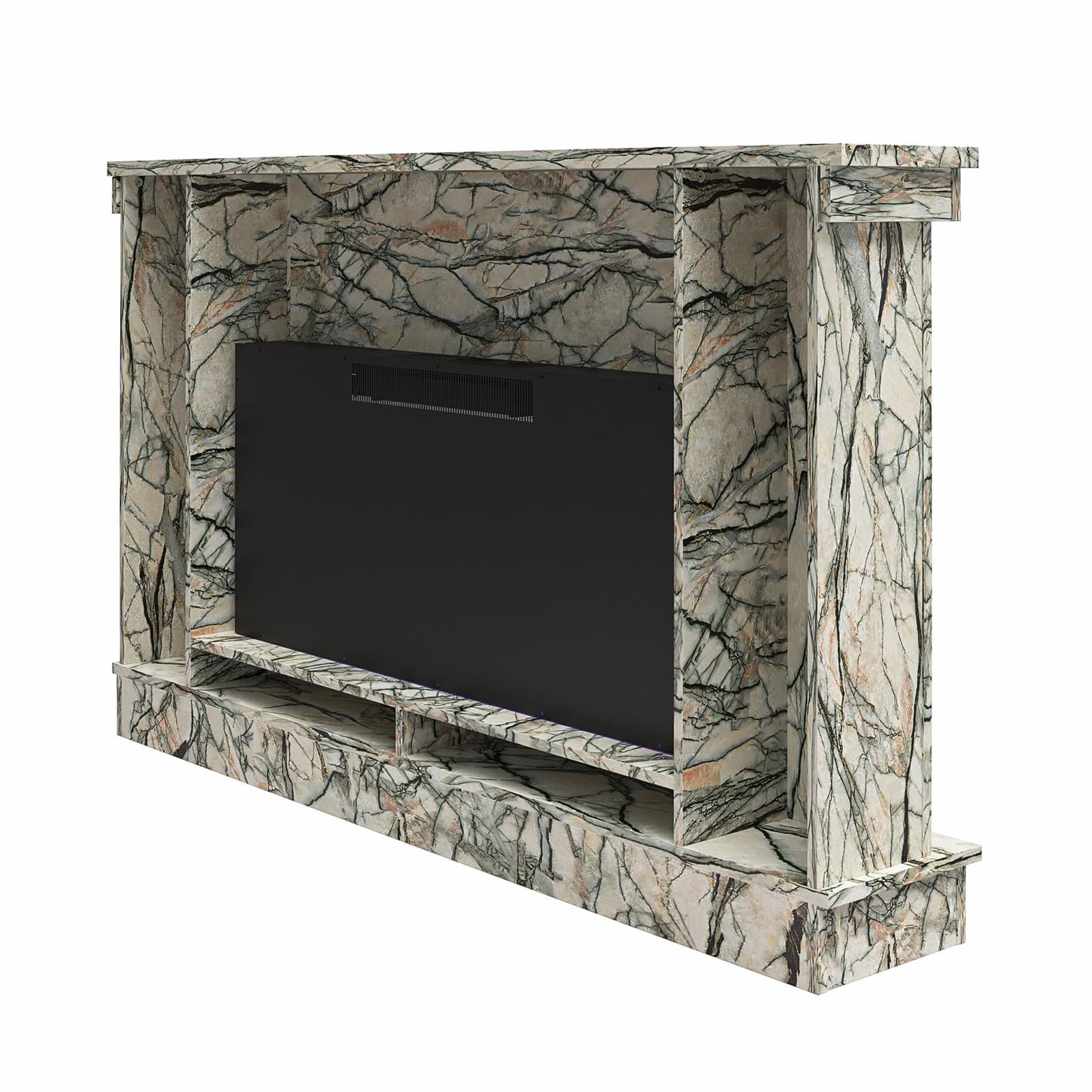 Modern Fireplace Mantel Fireplace Surround with Fireplace Insert Heater TV Stand 3