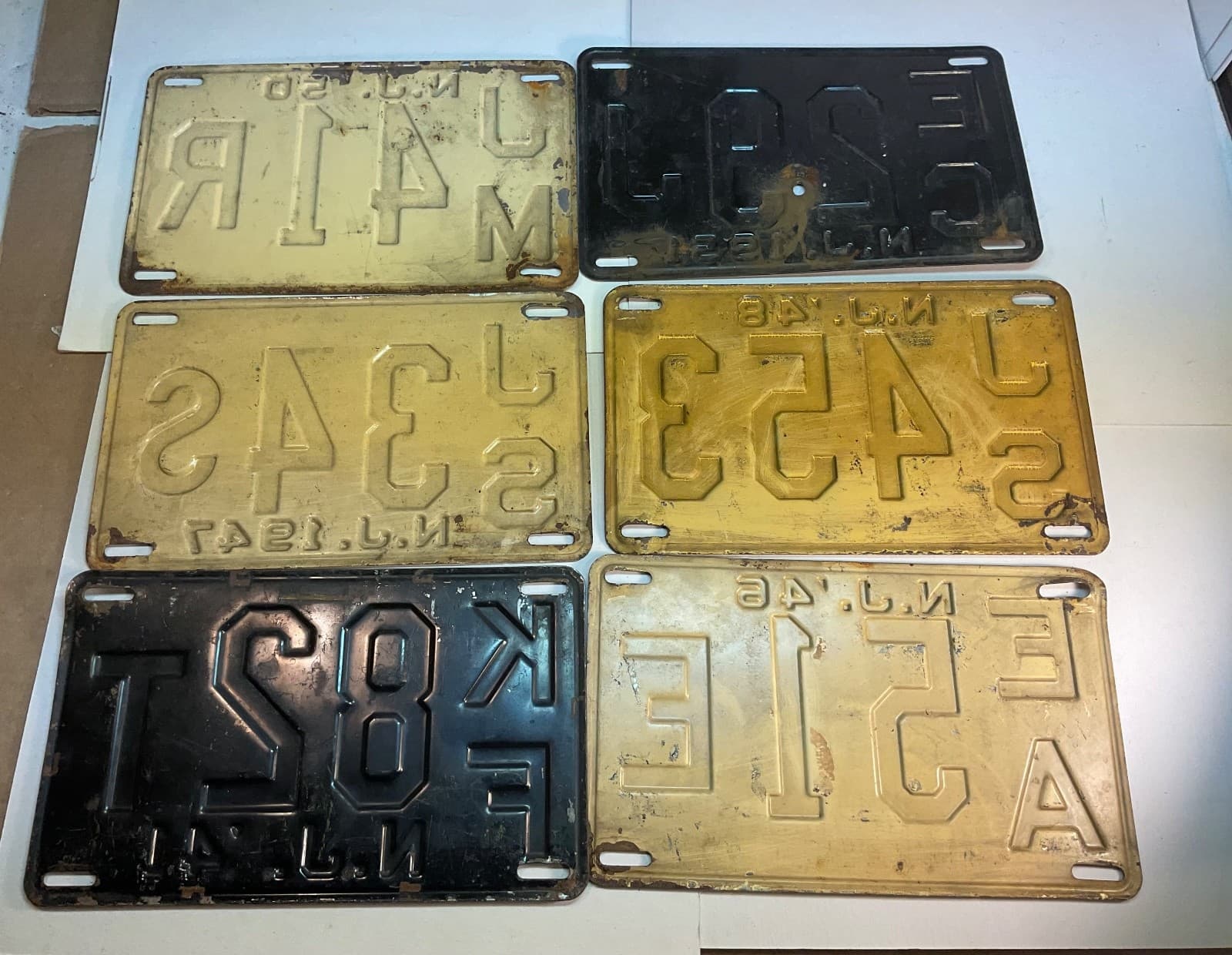 #25 SIX (6) NEW JERSEY LICENSE PLATES ** 1941 - 1946 - 1947 - 1948 - 1950 - 1951 2