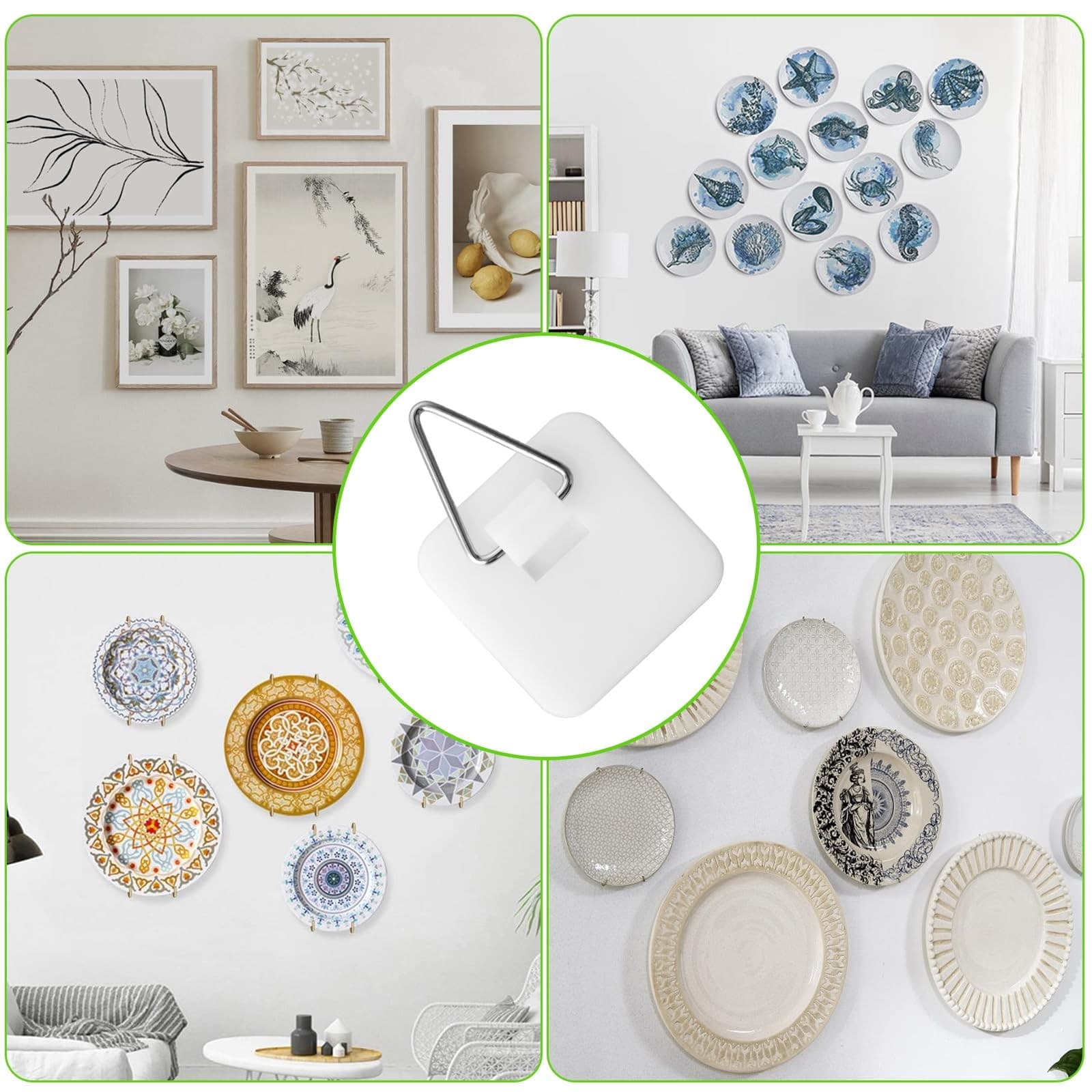 15PCS Invisible Adhesive Plate Hangers, Wall Hanger Display White 4