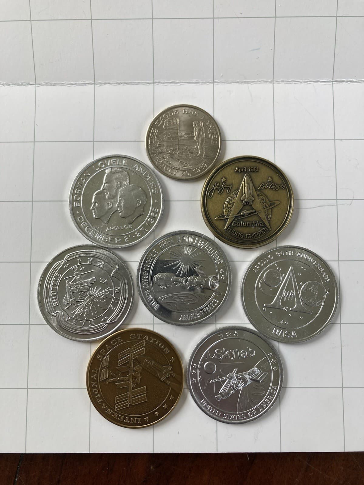 Vintage NASA Large Lot Of Medallions/Coins: Apollo, Columbia, Soyuz, Flown Metal