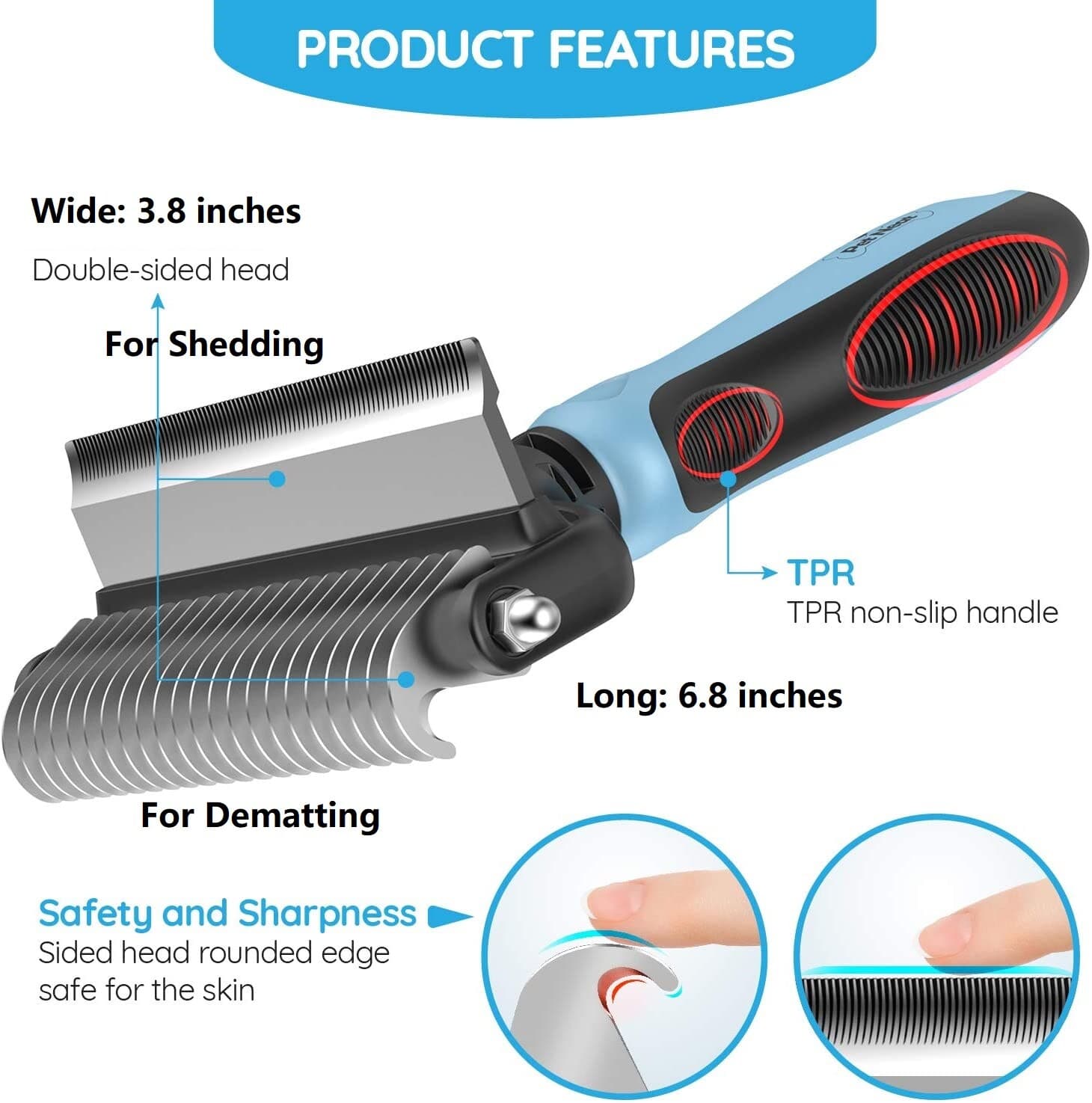 Pet Neat Double Sided Pet Grooming Brush 2 in 1 Deshedding Tool & Undercoat Rake 3