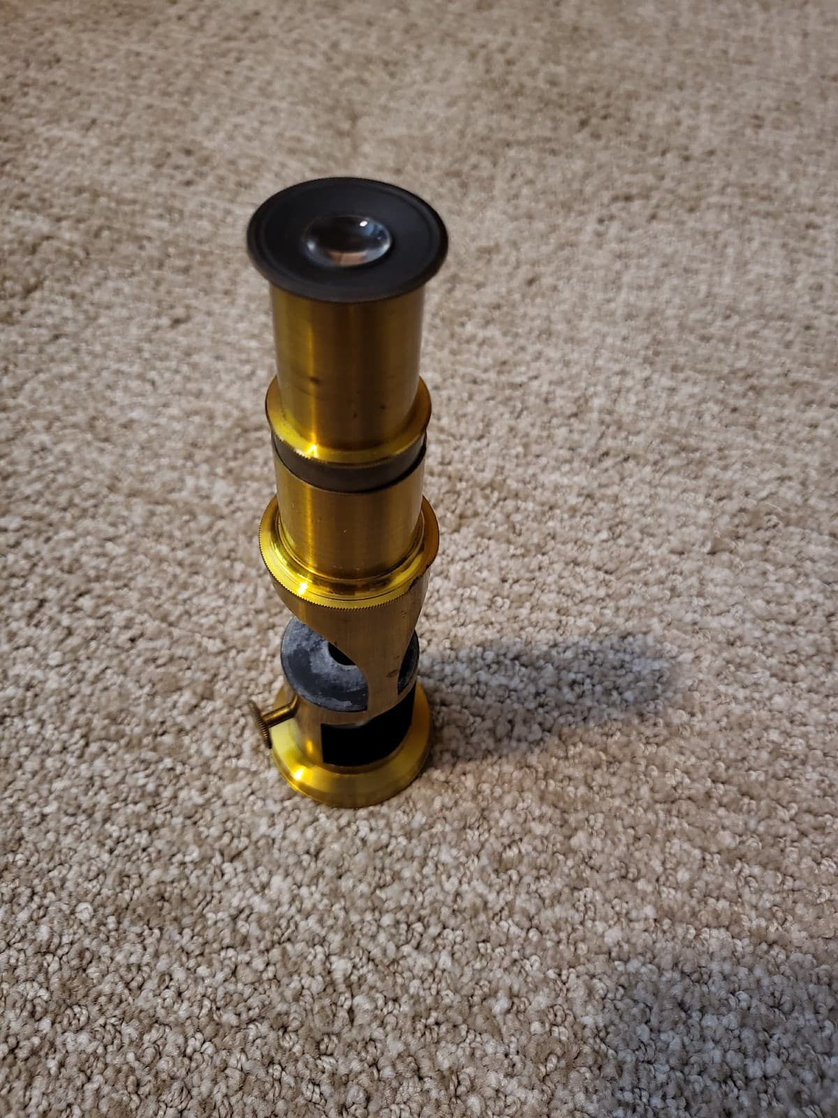 Antique Brass Field Microscope Wood Box Vintage 2