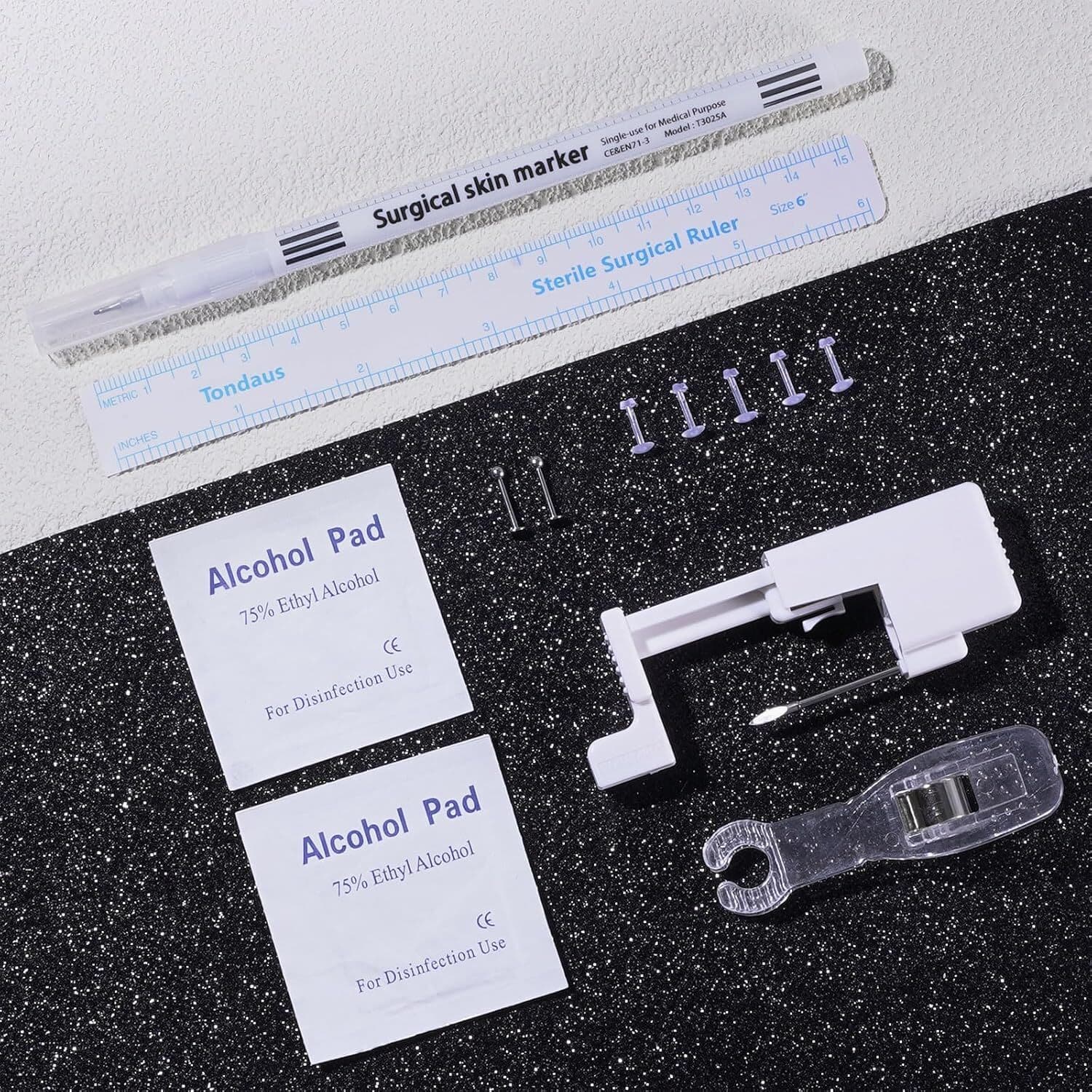 Professional Ear Piercing Gun Body Nose Navel Tool Kit Jewelry 13pcs Set 5