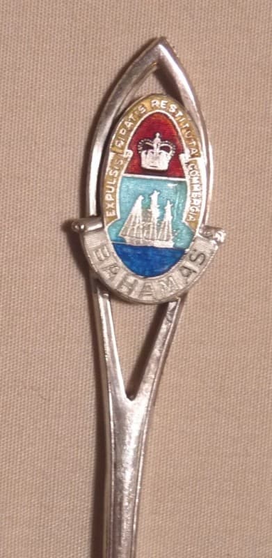 STERLING & ENAMEL SOUVENIR SPOON BAHAMAS 3