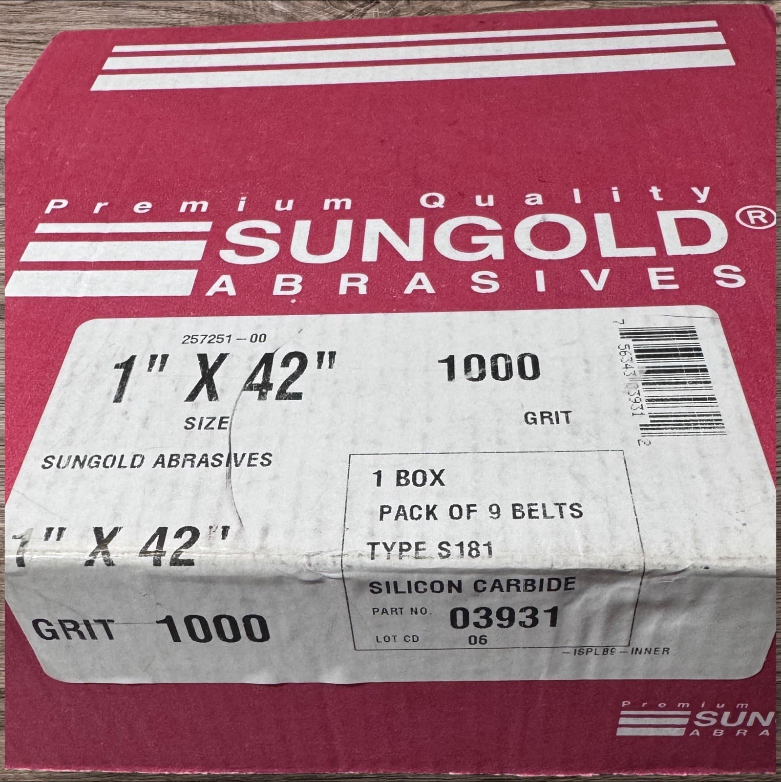 Sungold Abrasives | 1”X42”  1000 Grit | 9 Belts 2