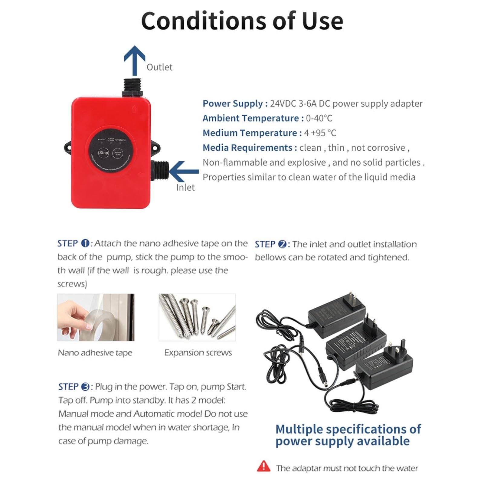 Tissting Water Pressure Booster Pump 100W 32L/min - Automatic Domestic Hot Wa... 6