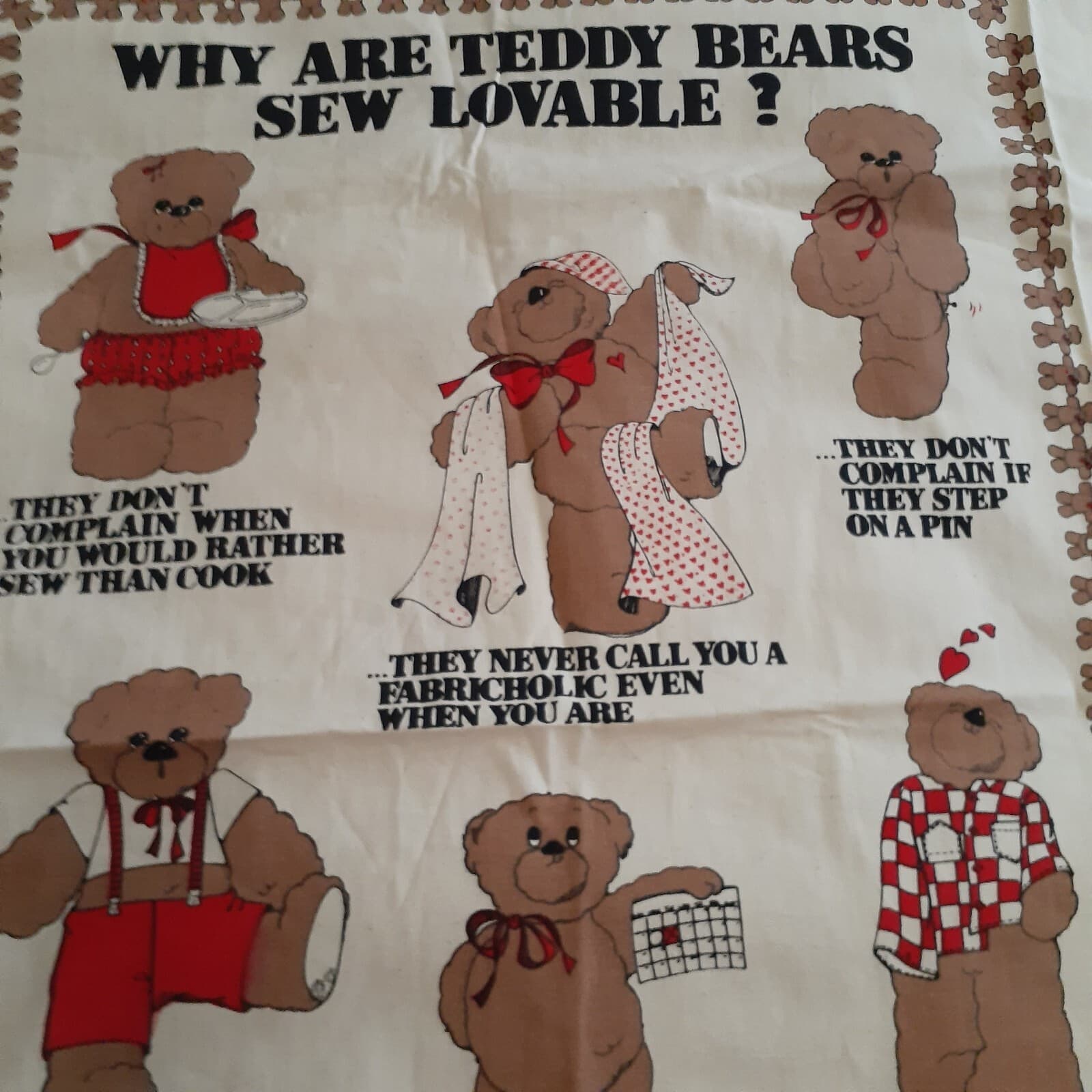 Daisy Kingdom 1983 Sewing Fabric Teddy Bear Panel Canvas Cotton Crafts 30 x 43" 2