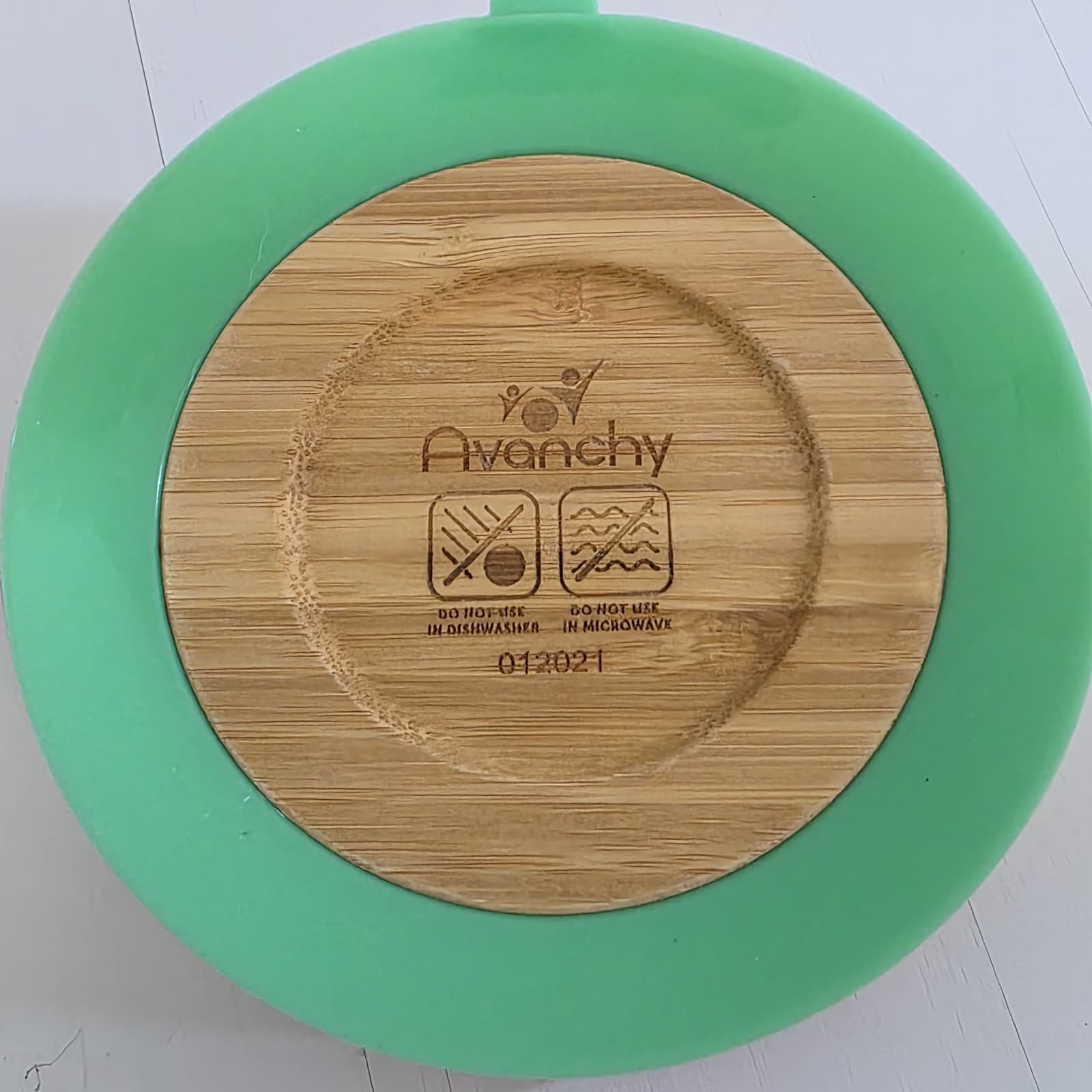 Avanchy Baby Bamboo Wood Bowl Suction Cup Bottom Green Toddler 5