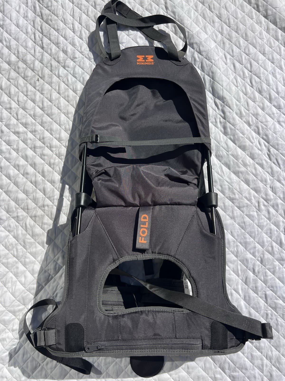 Clean! Minimeis Baby Toddler Shoulder Carrier Grey Orange Lightweight Foldable 5