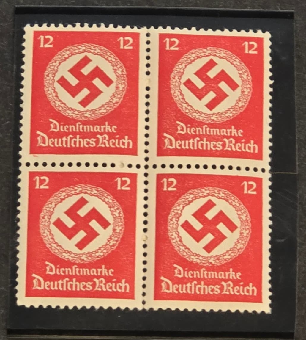 Third Reich WWII Nazi German Swastika Stamp Block NSDAP x 4 MNH