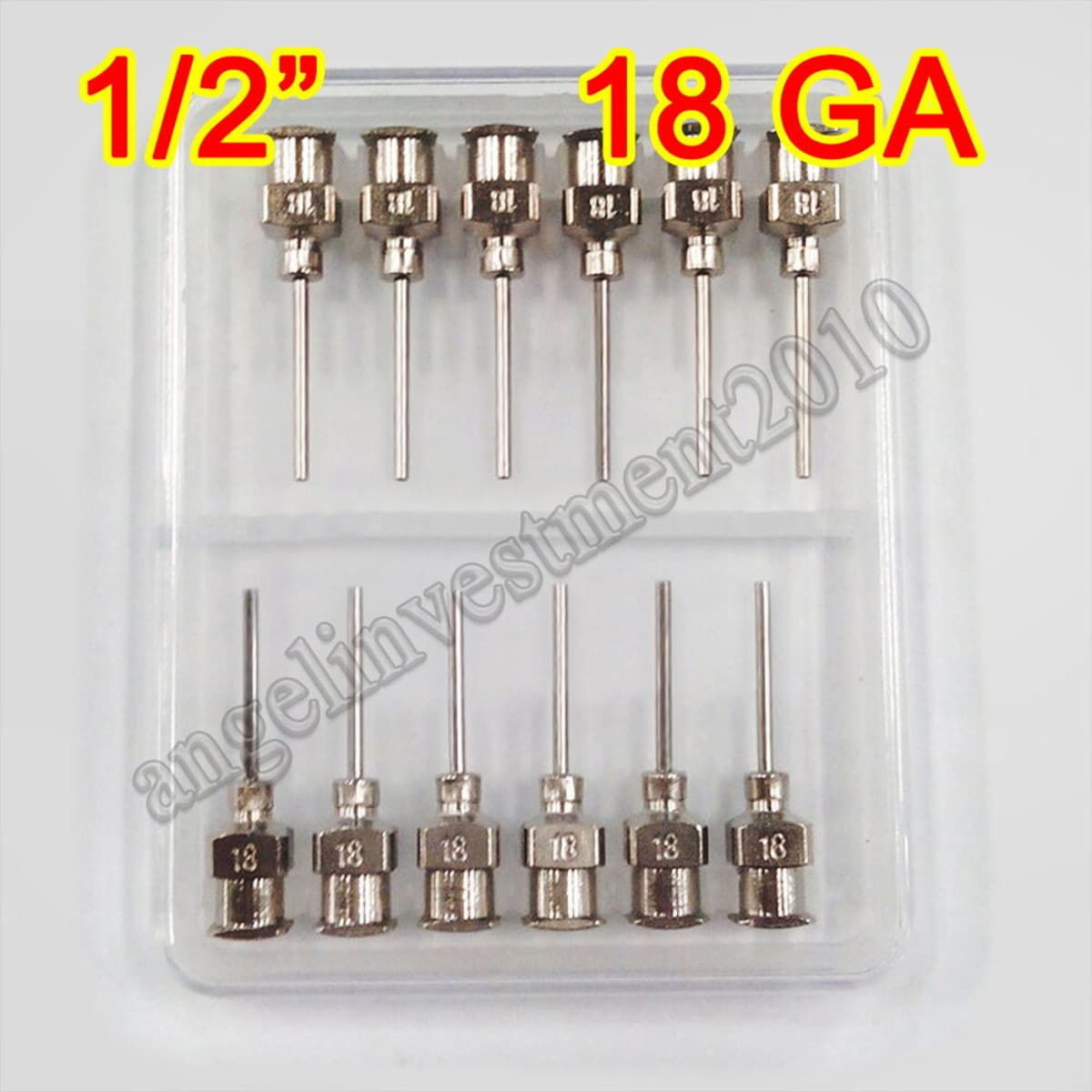 12pcs 1/2" 0.5 inch 18GA Blunt stainless steel dispensing syringe needle tips 2